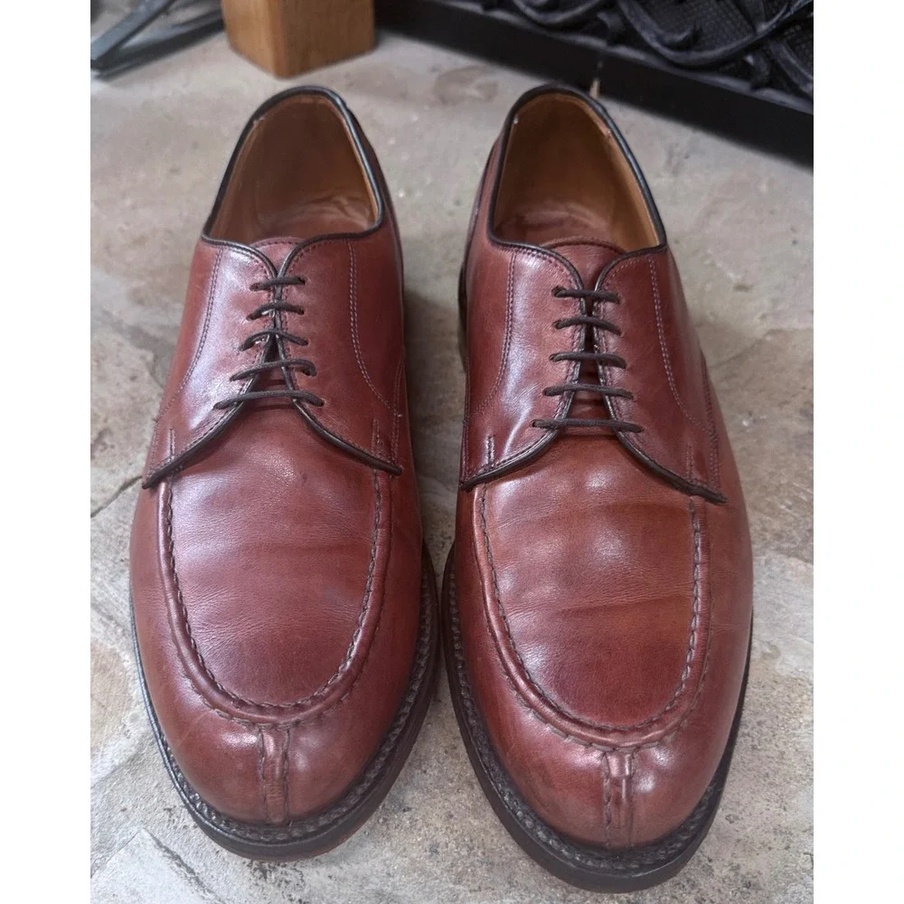 Allen Edmonds Bradley 11 D Brown Leather Split Toe Derby Blucher Shoes USA